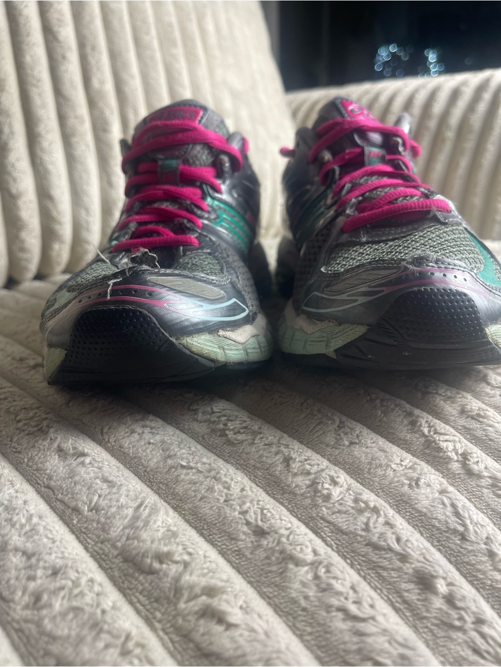 ASICS Gel Women’s Running Shoes Gray Pink Teal Cushion GEL Technology Size 10 - Picture 7 of 9